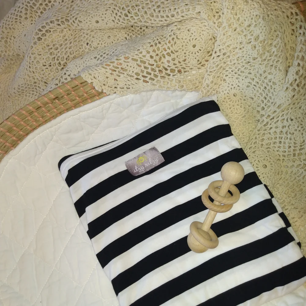 217 Itzy Ritzy Mom Boss Multi-Use Cover, Black & White Stripe